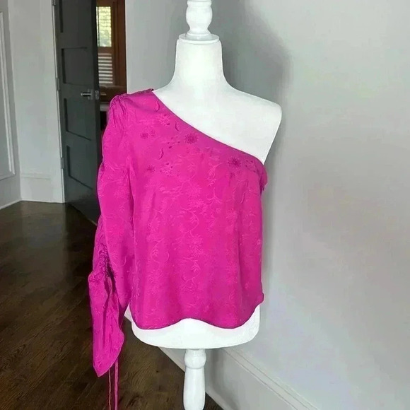 Topshop one shoulder volume sleeve top size us 6 - Picture 3 of 8